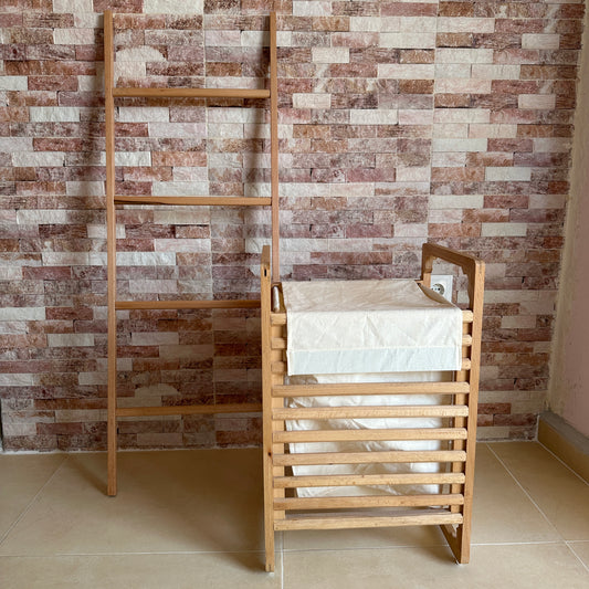 حزمة سلة خشبية + سلم ديكور