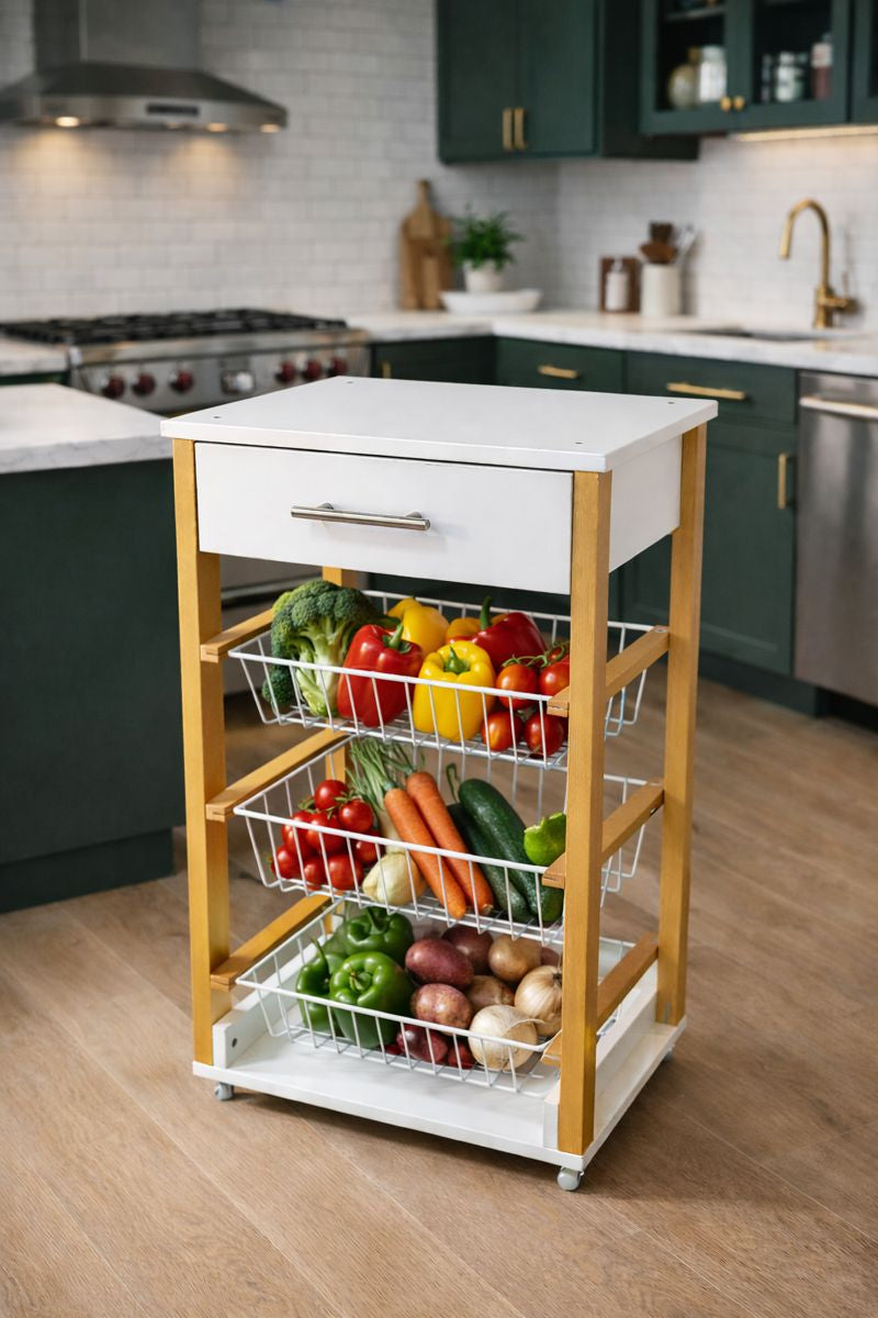 Chariot de légumes en bois hêtre