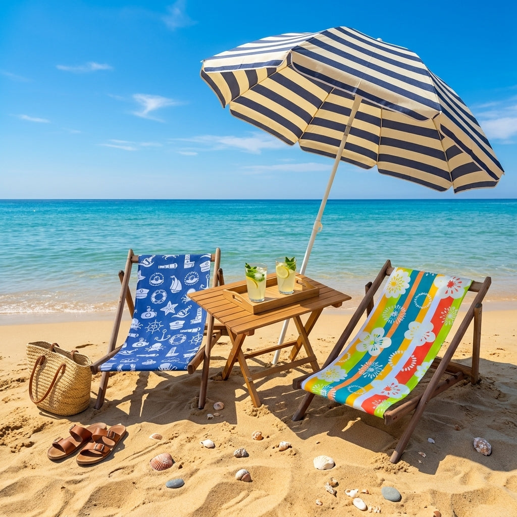 Table de plage en bois rouge
