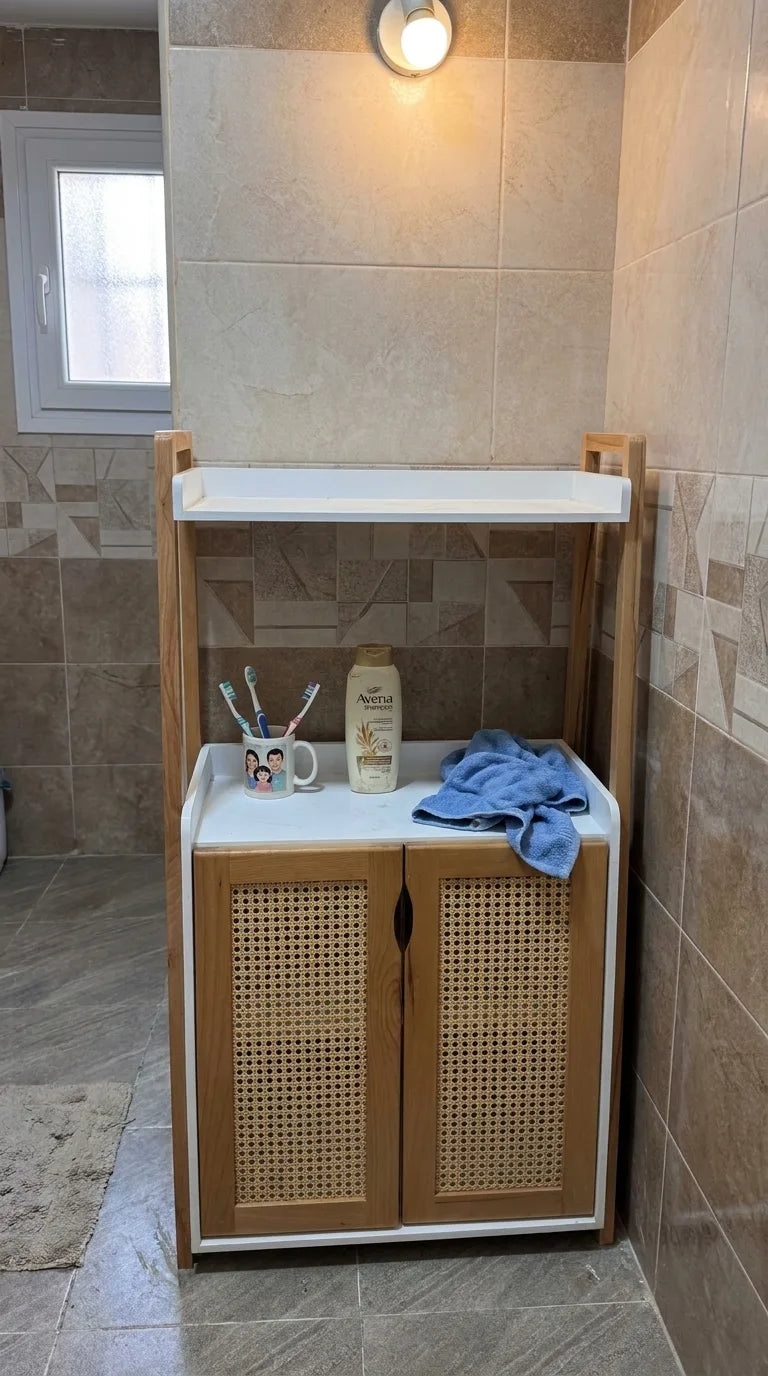 Grand meuble salle de bain avec Cannage