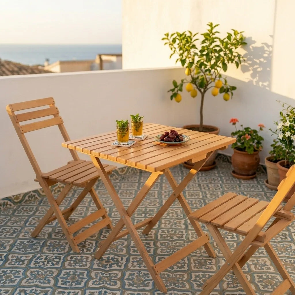 Table de jardin 100% en bois hêtre