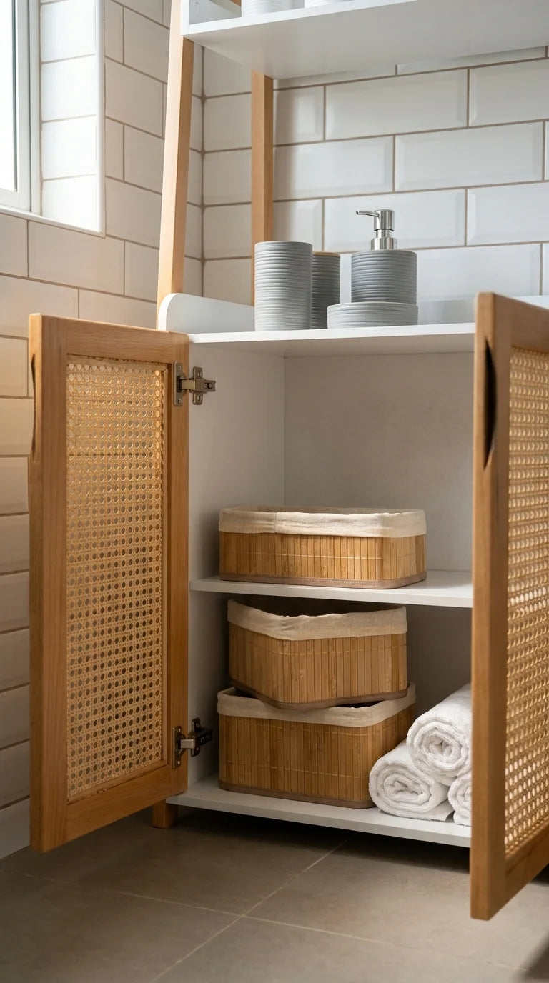 Grand meuble salle de bain avec Cannage